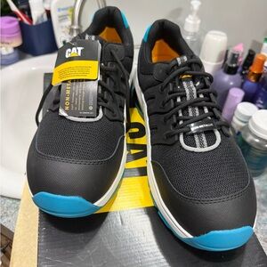 Women’s Black and Blue Cat Comp toe Shoes